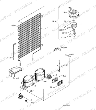 Взрыв-схема холодильника Zanussi ZK23/11EDR - Схема узла Cooling system 017